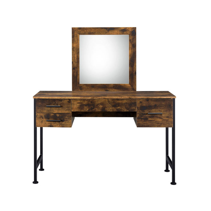 Juvanth - Vanity Desk - Rustic Oak & Black Finish